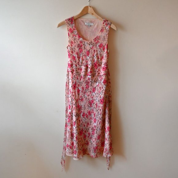 Vintage Ann Taylor Silk Crepe Cottagecore 90's Floral Spring Summer Dress - Picture 3 of 8